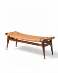 Banc de rangement en cuir avec structure en bois - 190 x 60 x 40cm