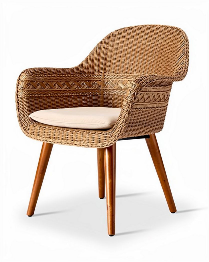 Chaise d'extérieur en rotin synthétique pour jardin - 60 x 60 x 80cm
