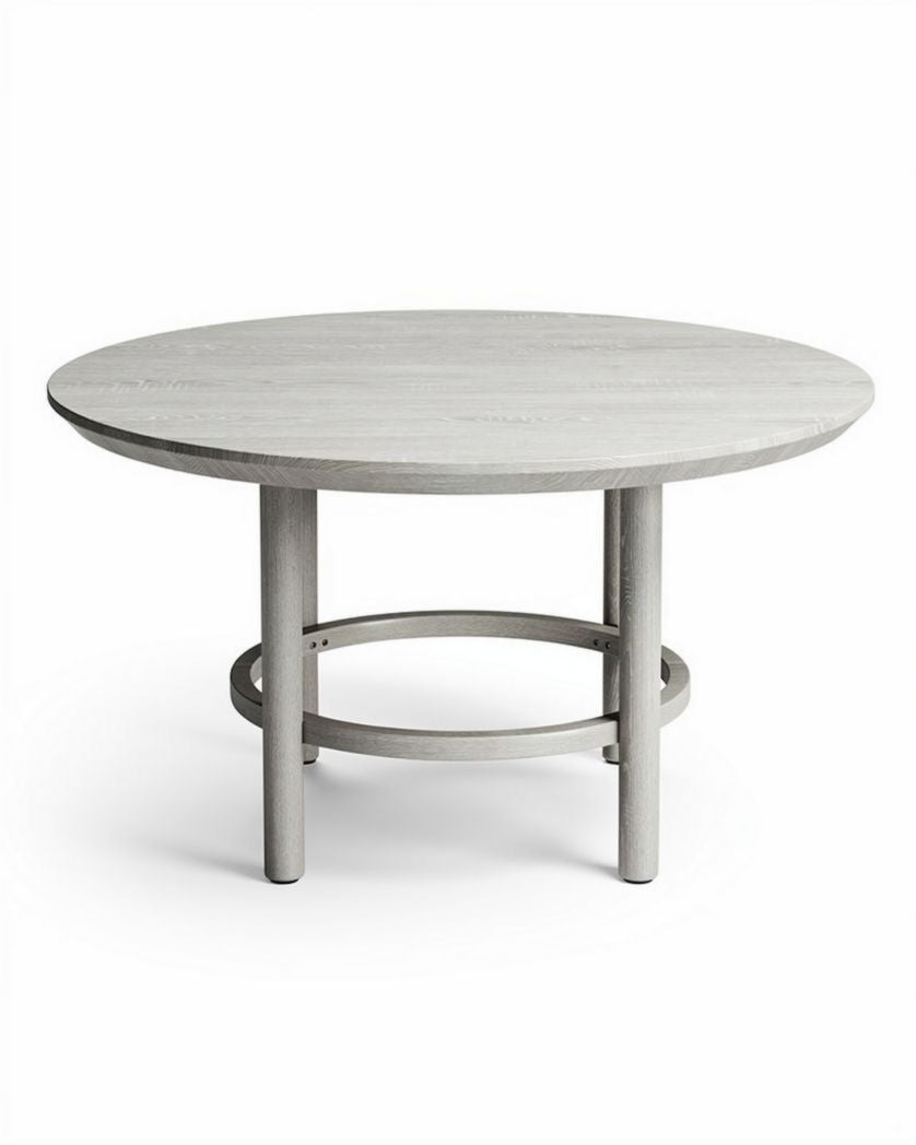 Table ronde en bois avec base en métal pour salle à manger - 80 x 80 x 40cm