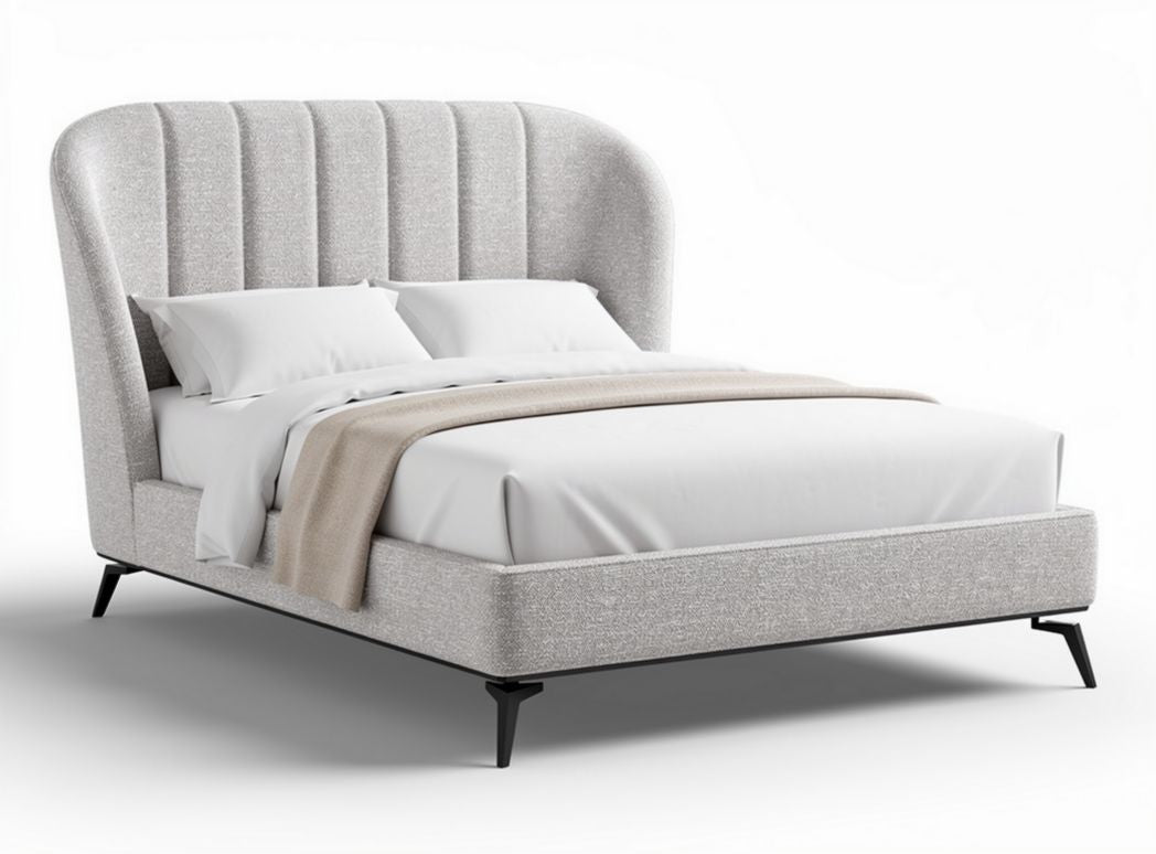 Lit tapissé pour chambre à coucher avec tête de lit rembourrée - textile - 200 x 160 x 120cm