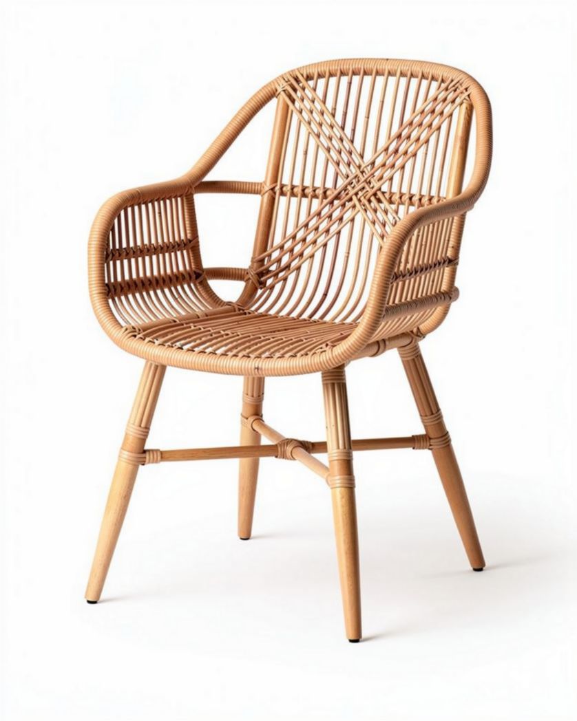 Chaise en rotin pour intérieur et extérieur en fibres naturelles - 60 x 60 x 80cm