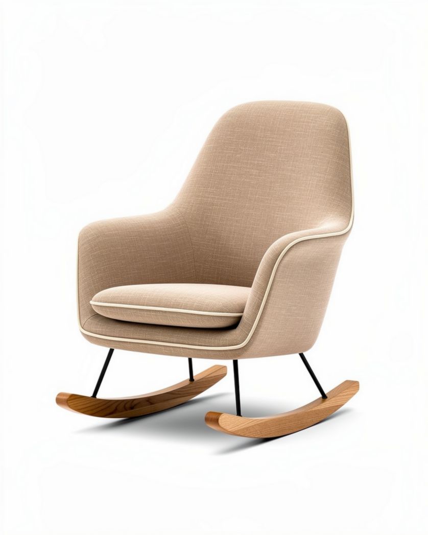 Chaise à bascule en tissu pour salon ou bureau avec structure en bois - 80 x 70 x 90cm